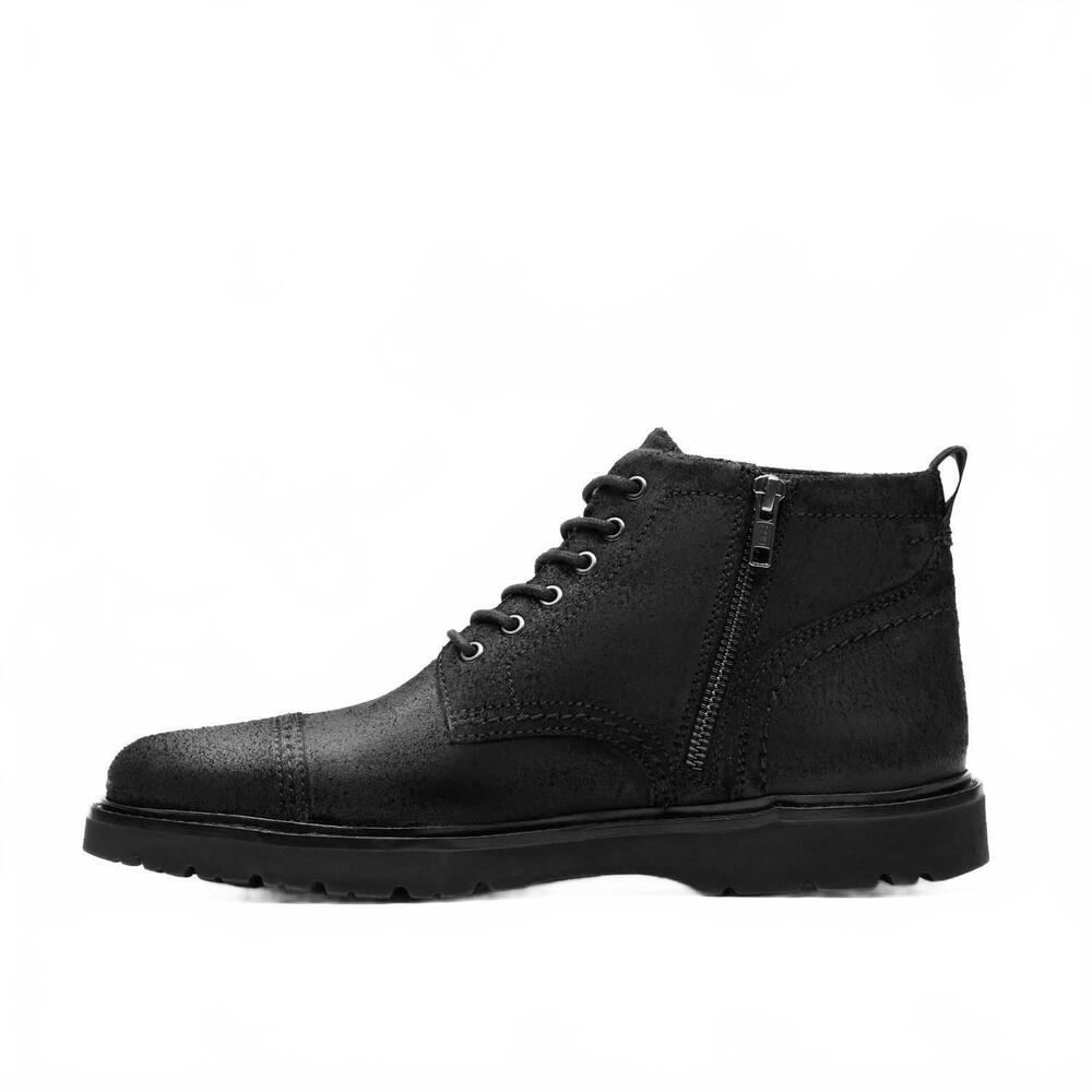 NEW CLARKS men's weltridge zip boots in black waxy